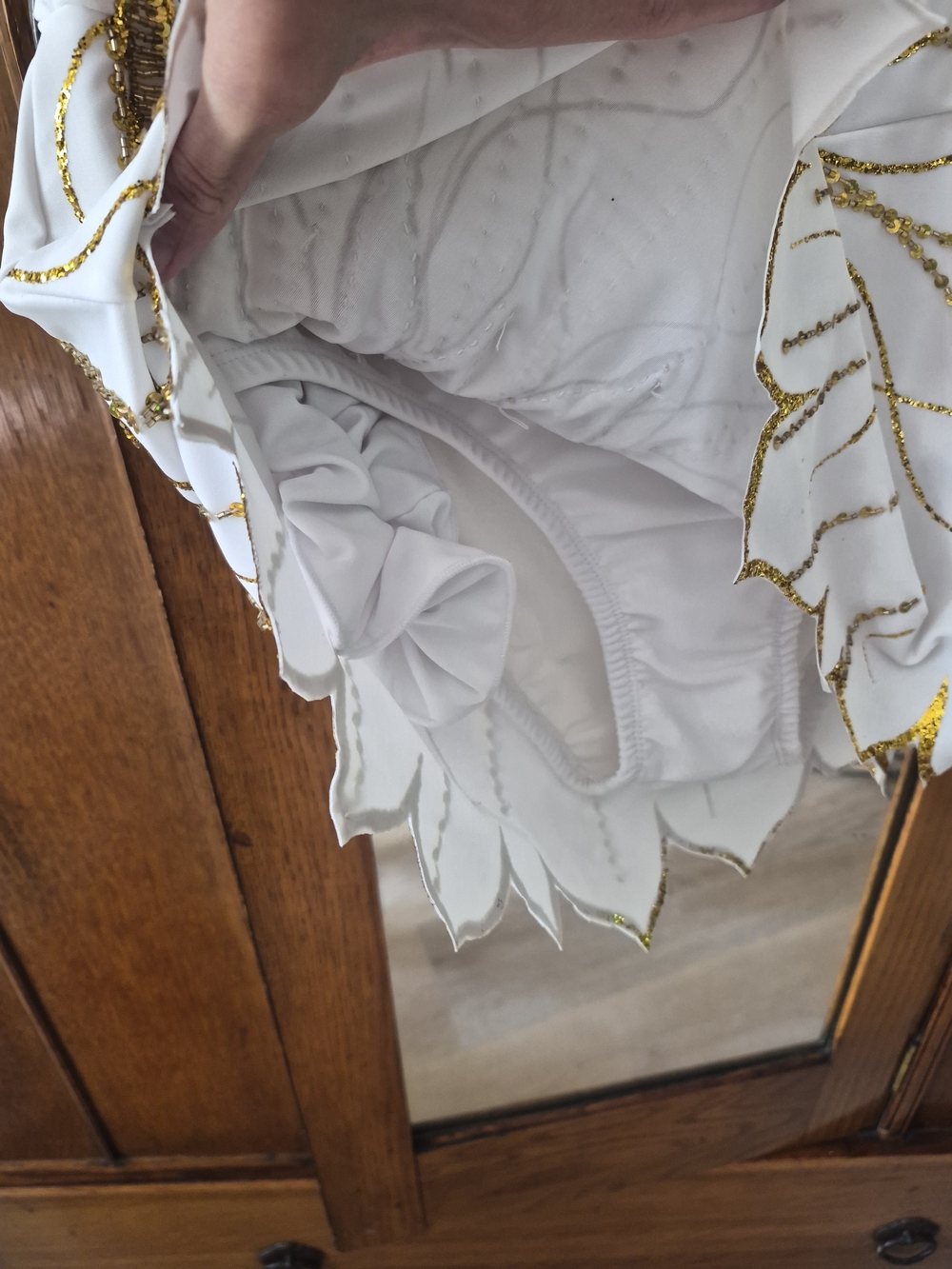 White and Gold Embellished Sleeveless Dress - Picture 4 of 4